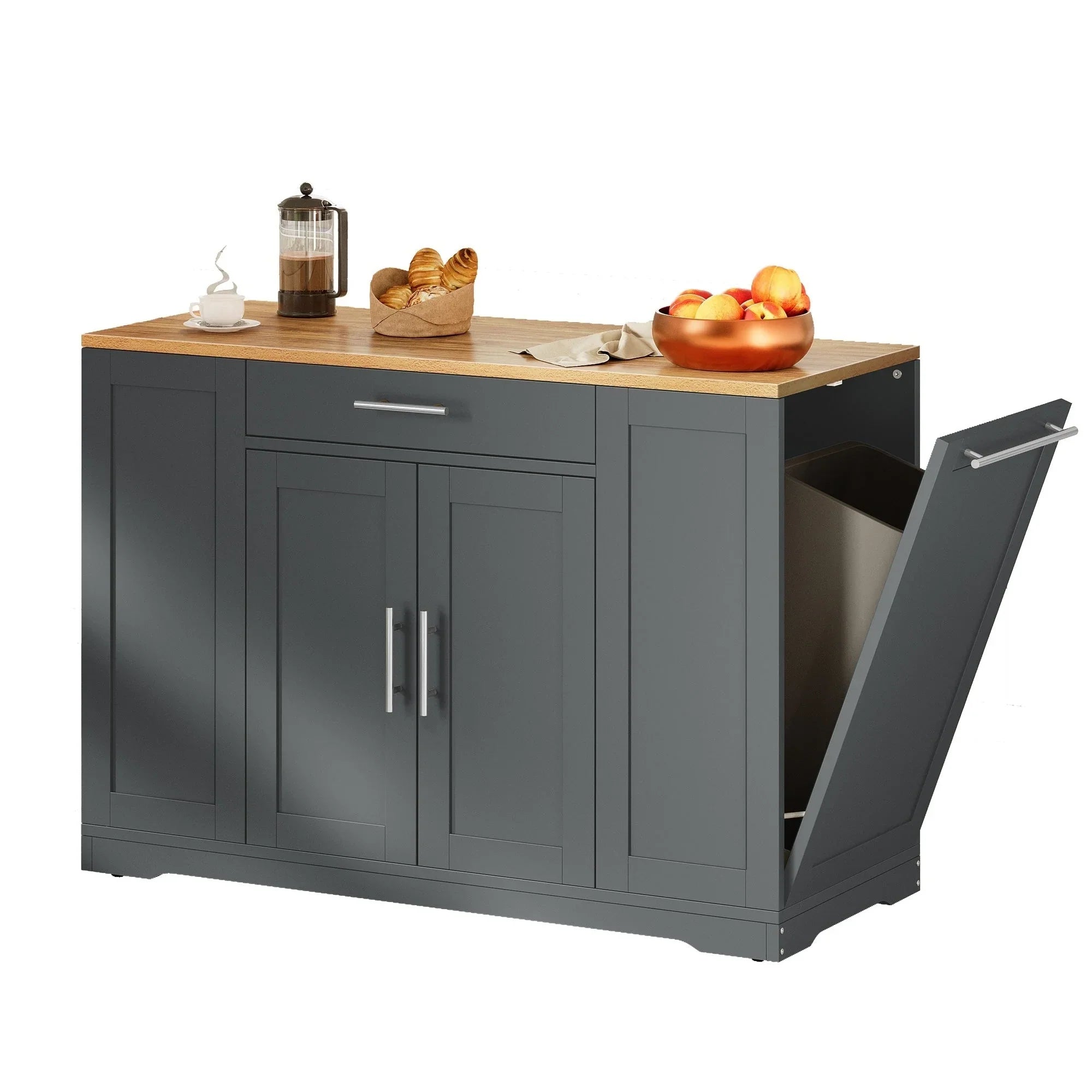 Moasis 53-inch Rolling Kitchen Island Storage Cabinet Portable Mobile Kitchen Cart – Image 3