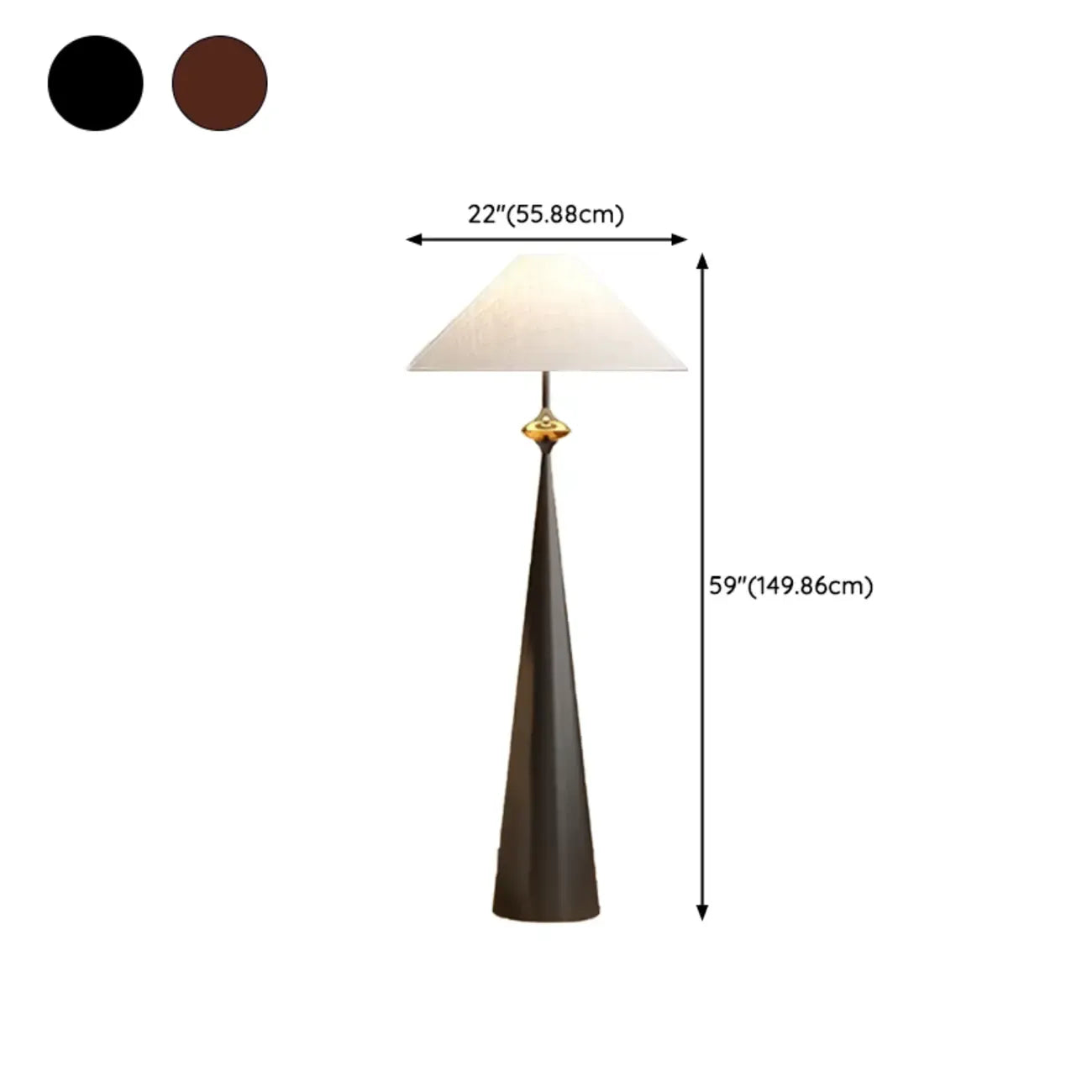 Contemporary Tapered Metal Floor Lamp Fabric Shade – Image 15
