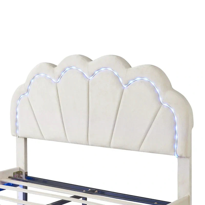 2-Pieces Bedroom Sets Full LED Platform Bed with Storage Ottoman – Image 10