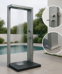 Douche Extérieure Aluminium Acier Inoxydable Argenté 220 cm