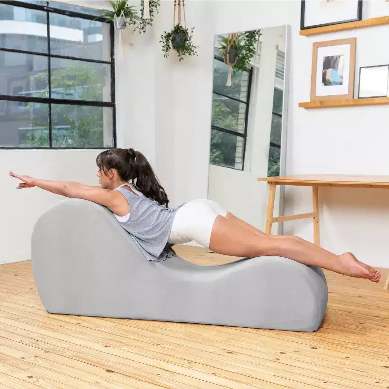 Avana Sleek Chaise Lounge for Yoga - Made in The USA - Great for Stretching, Relaxation, Exercise & More, 60D x 18W x 26H Inch, Light Grey – Image 45
