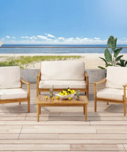Willowbrook Outdoor Acacia Wood 4 Seater Chat Set by Christopher Knight Home
