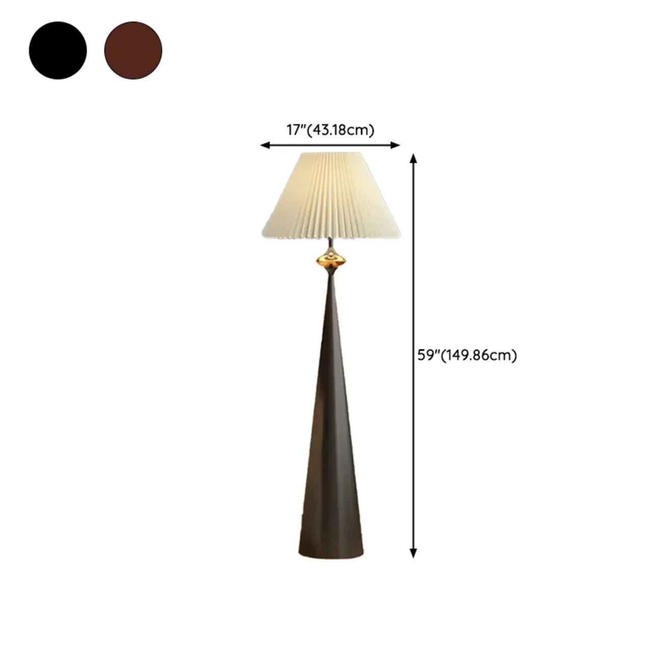 Contemporary Tapered Metal Floor Lamp Fabric Shade – Image 56