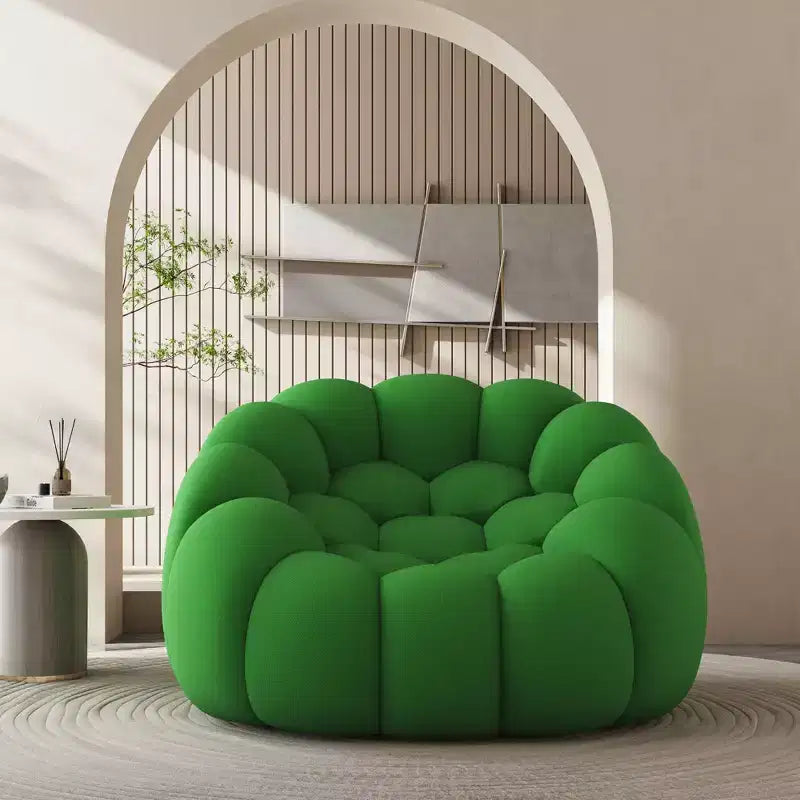 47-Inch Bubble Floor Sofa with Curved Design, 3D Bean Bag Chair for Living Room, Green – Image 2