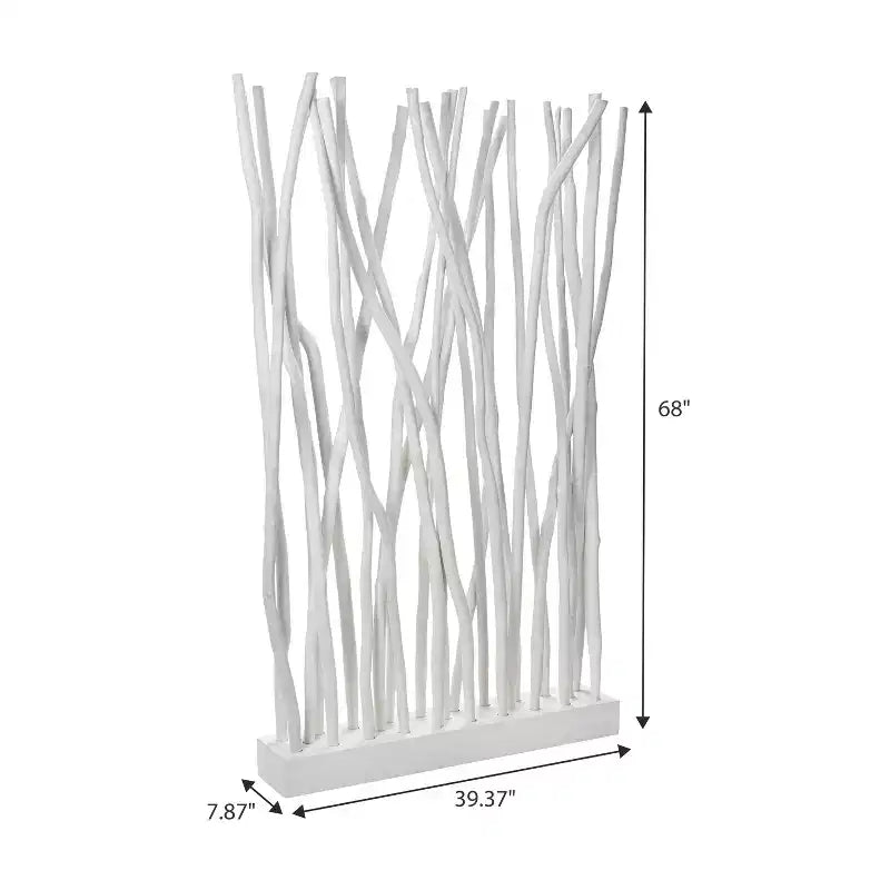 JONATHAN Y Tranquil 39W x 68H Coastal Bohemian Handcrafted Teak Branch Single Panel Room Divider – Image 13