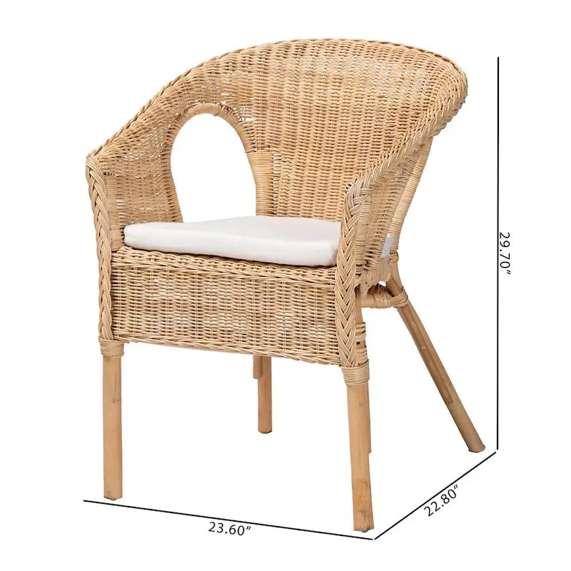 Abbey Modern Bohemian Natural Rattan Dining Chair – Image 12