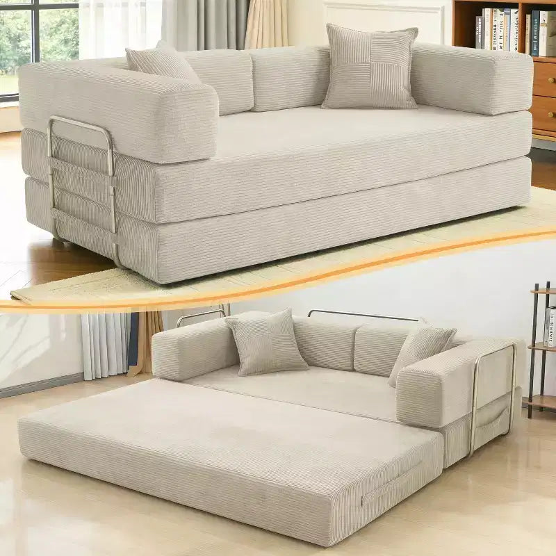 Dyonery 78Folding Sofa Bed Convertable Corduroy Couch King Size Floor Sleeper 4-in-1 DIY Combination Modular Sofa Fold Out Comfy sofa. – Image 11