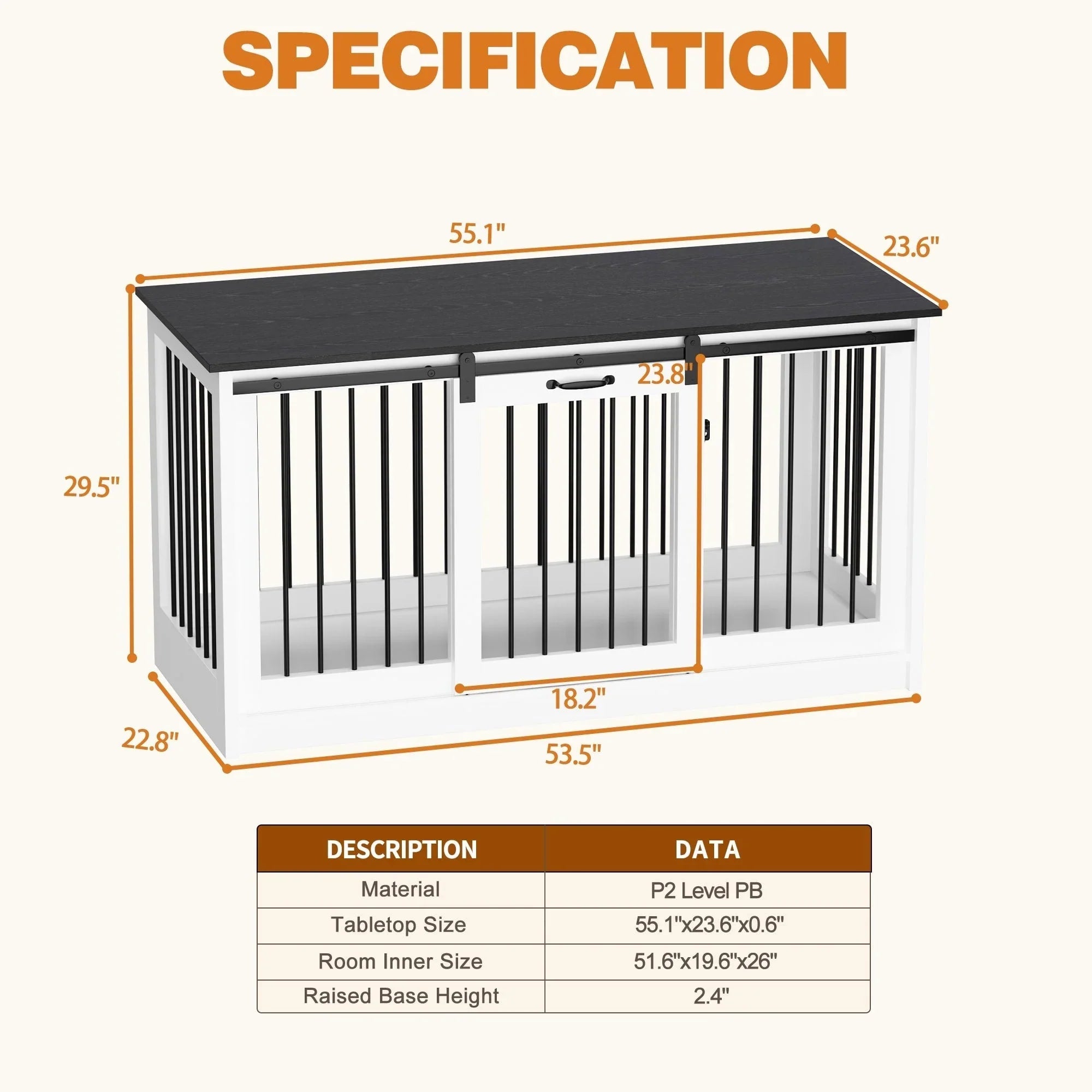 Pet Residence with Iron Tube Reinforcement Stylish & Sturdy Dog Crate – Image 39