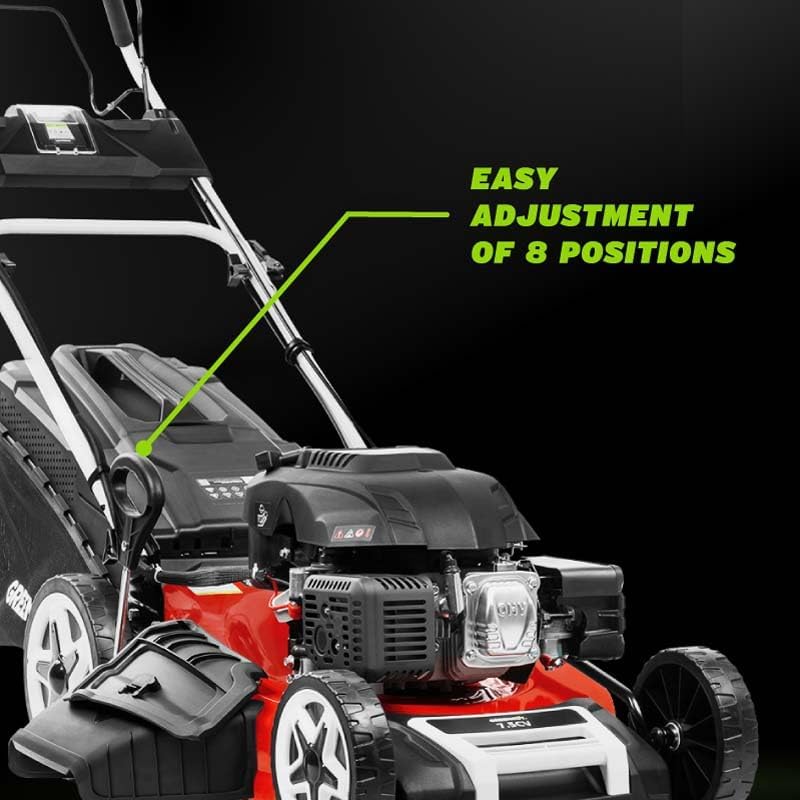 GREENCUT GLM880XE - Tondeuse Essence 224cc 7,5ch, démarrage électrique, autotractée, Lame Acier 53cm, Hauteur réglable, bac 65L, idéale Jardins Moyens/Grands Jusqu’à 2000m2 – Image 8
