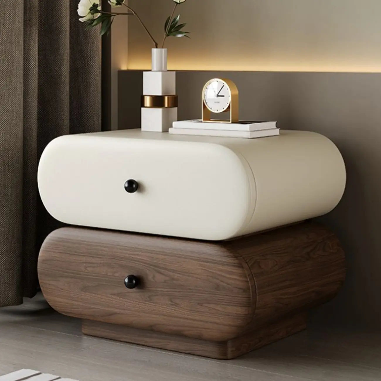 Modern Two-Tone Bedside Table with Storage Drawers – Image 2