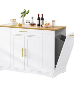 Alternative view of Moasis 53-inch Rolling Kitchen Island Storage Cabinet Portable Mobile Kitchen Cart