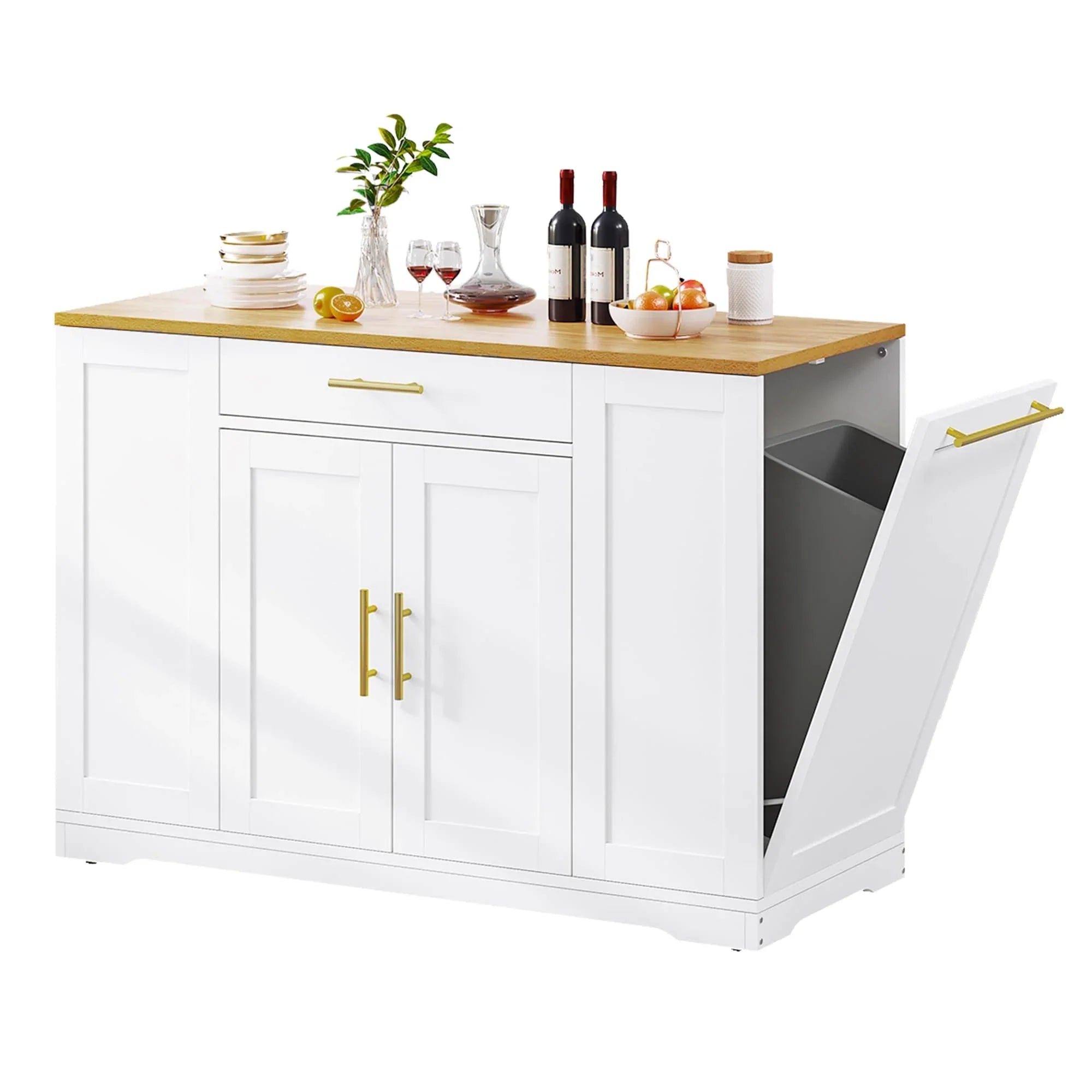 Moasis 53-inch Rolling Kitchen Island Storage Cabinet Portable Mobile Kitchen Cart – Image 2