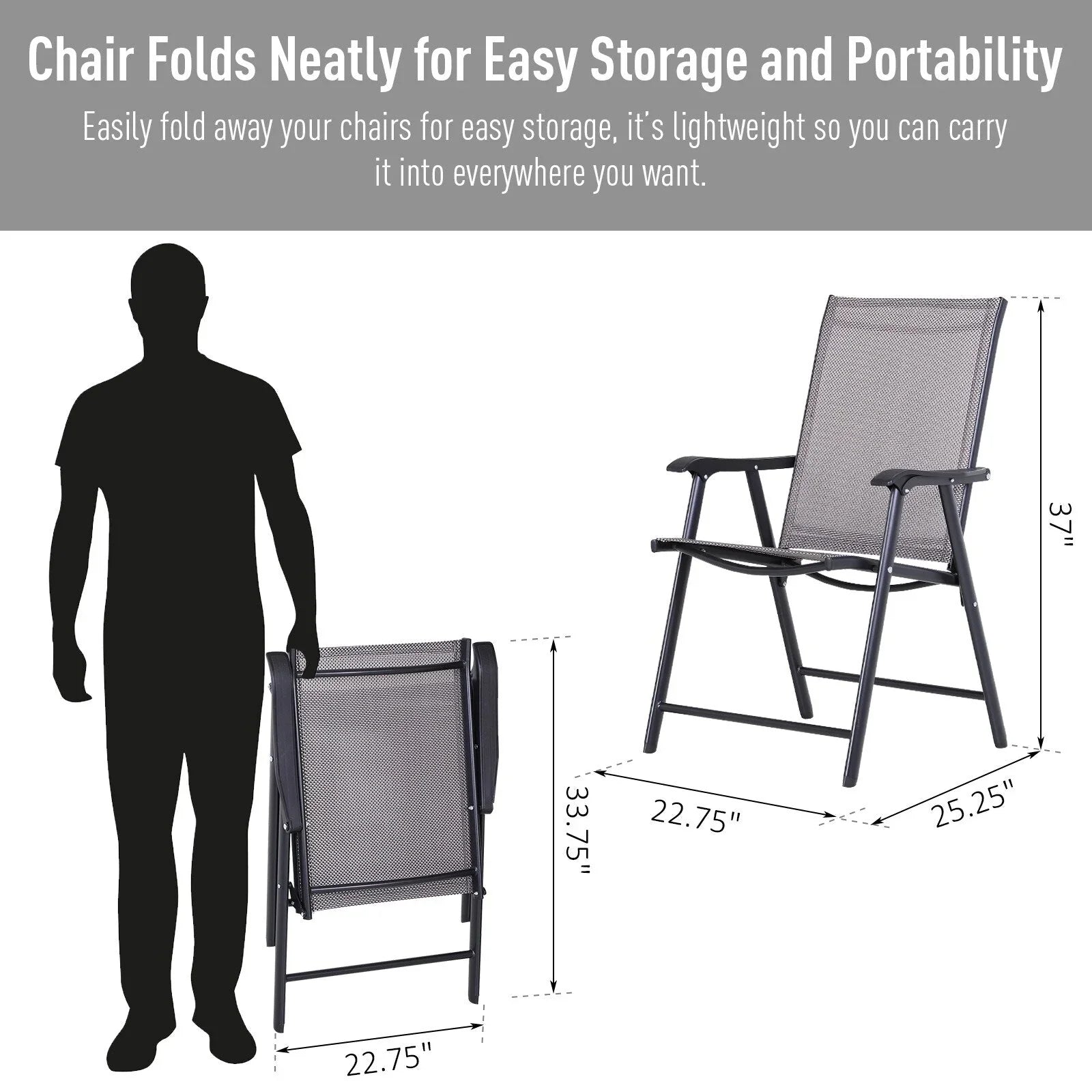 Outsunny 4-piece Folding Patio Chair Set with a Simple & Chic Design, Comfortable for the Deck, Garden, Yard & Travel – Image 23
