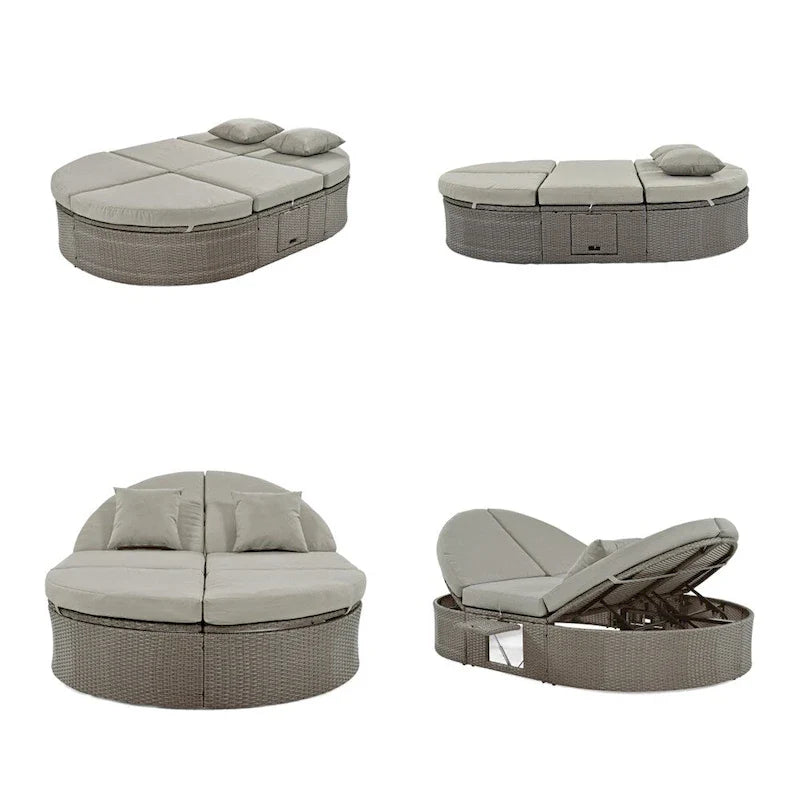 Outdoor Sun Bed Patio 2-Person Daybed with Cushions and Pillows – Image 21
