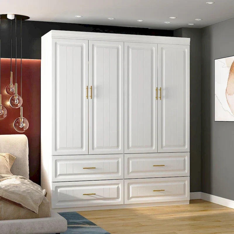 93.9H/74.2H Armoires Wardrobe Closet Cabinet Hanging Drawers Storage – Image 26