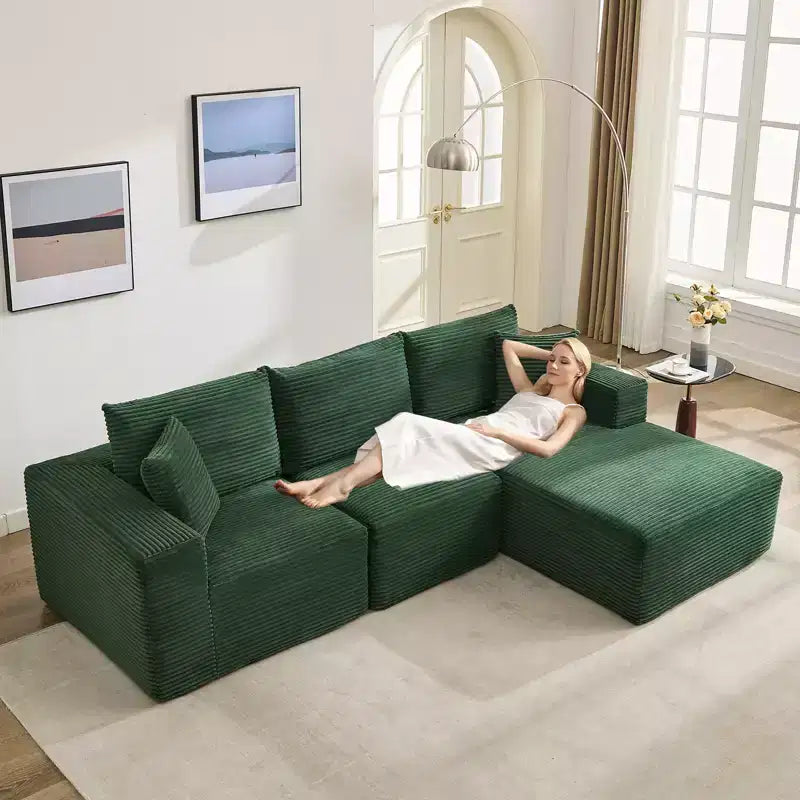 108 Modern Sofa Couch, 3 Seater Upholstered L Shaped Sofa with Pillows, Deep Seat Sofa, No Assembly Required – Image 46