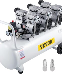 VEVOR Compresseur d’Air sans Huile Compresseur Silencieux à Air Comprimé Compresseur Outil d’Atelier pour Réparations Domiciliaires, Gonflage de Pneus (100L 2.2KW, Électrovanne)