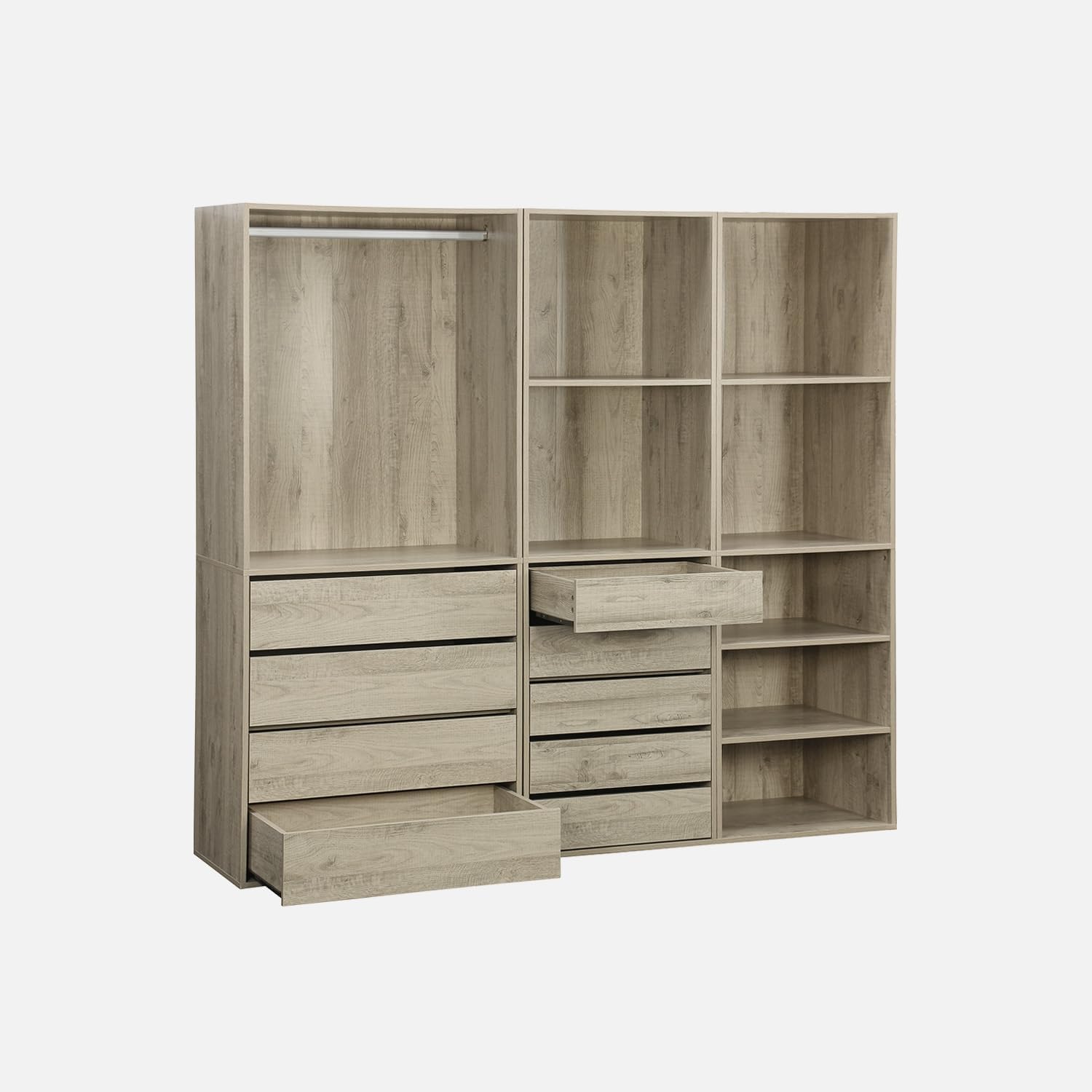 sweeek - Kit Dressing modulable 3 éléments MODULO. Naturel. 200 x 45 x 180 cm – Image 6