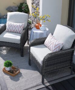 HOOOWOOO 2-piece Wicker Rattan Outdoor Patio Furniture Chair Set