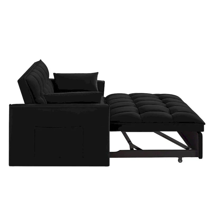 4 in1 Loveseat Sofa Bed with Armrests & Storage Pockets, Multi-Function Tufted Pull-out Sofa Bed with Adjustable Backrest – Image 68