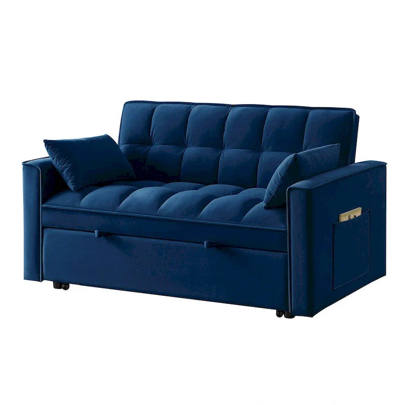 4 in1 Loveseat Sofa Bed with Armrests & Storage Pockets, Multi-Function Tufted Pull-out Sofa Bed with Adjustable Backrest – Image 9