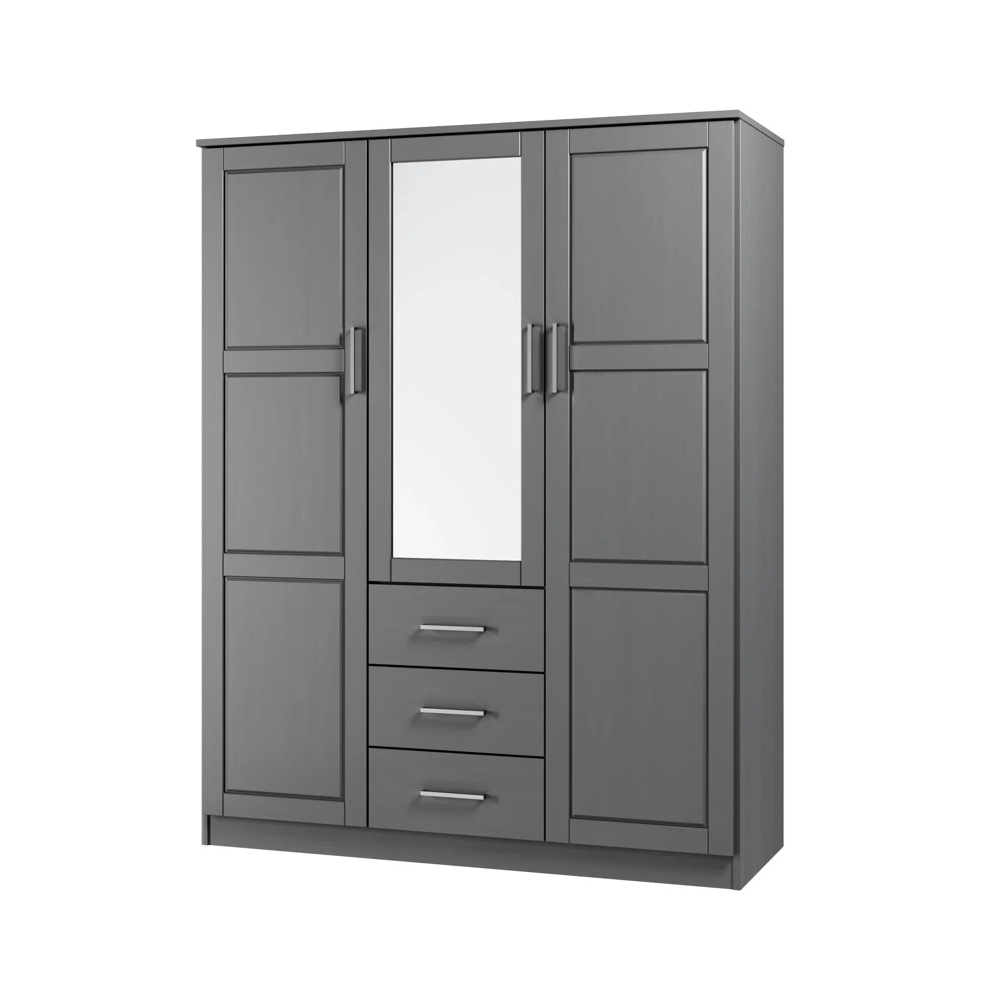 Palace Imports 100% Solid Wood Cosmo 3-Door Wardrobe Armoire with Solid Wood or Mirrored Doors – Image 28
