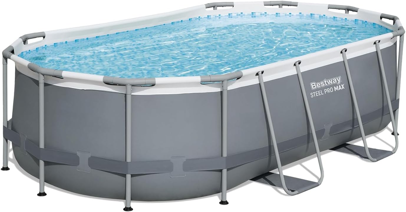 Bestway Power Steel 56088 Kit piscine avec pompe filtrante Gris ovale Bleu 427 x 250 x 100 cm – Image 2