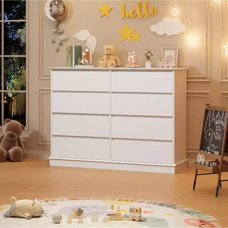 8-Drawer Storage Cabinet, Chest of Drawers with Deep Drawers, Large Wide-Top Closet for Living Room, Hallway, Children's Room – Image 11