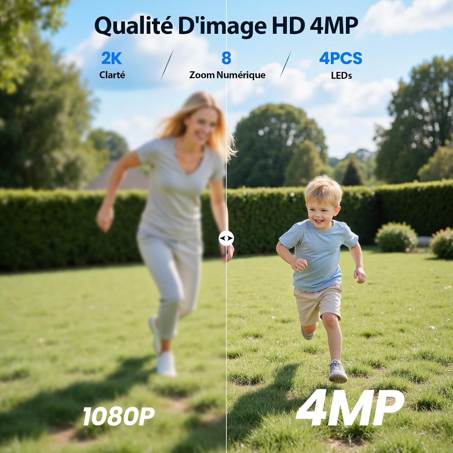 2K Camera Surveillance WiFi Exterieure Solaire, Kit 4 Caméras avec Homebase, Zéro Frais, PTZ 360°, Stockage Local 64G, 4MP Caméra sans Fil avec Détection Mouvement PIR, Vision Nocturne – Image 4