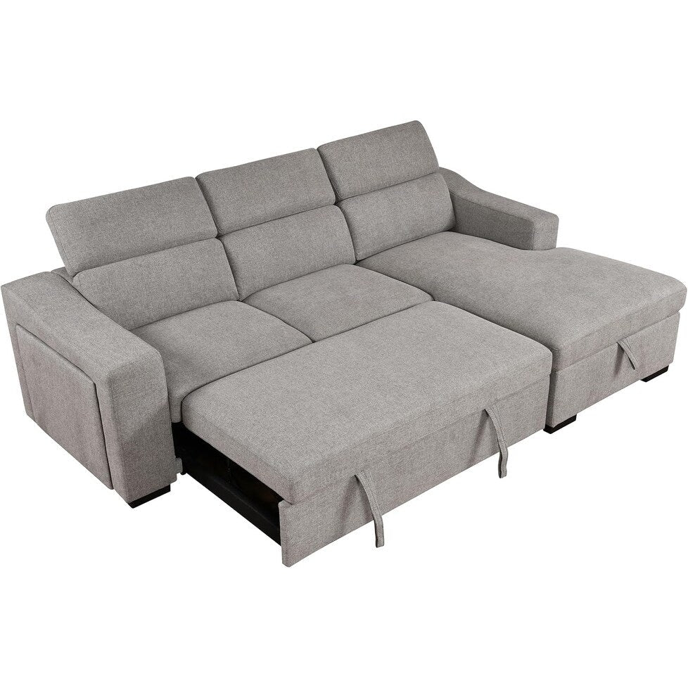 Roomfitters 103 Convertible Sectional Sofa with Storage Chaise, Adjustable Headrests, L-Shaped Sleeper Corner Sofa – Image 7