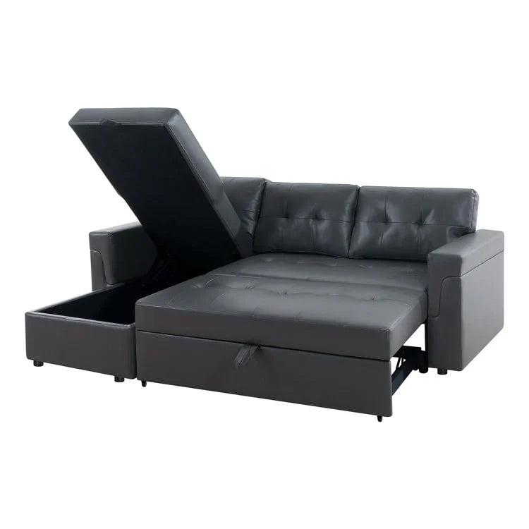 Convertible Reversible Sectional Sofa with Pull-Out Sleeper Bed, Hidden Storage Chaise, and Durable Legs – Image 112