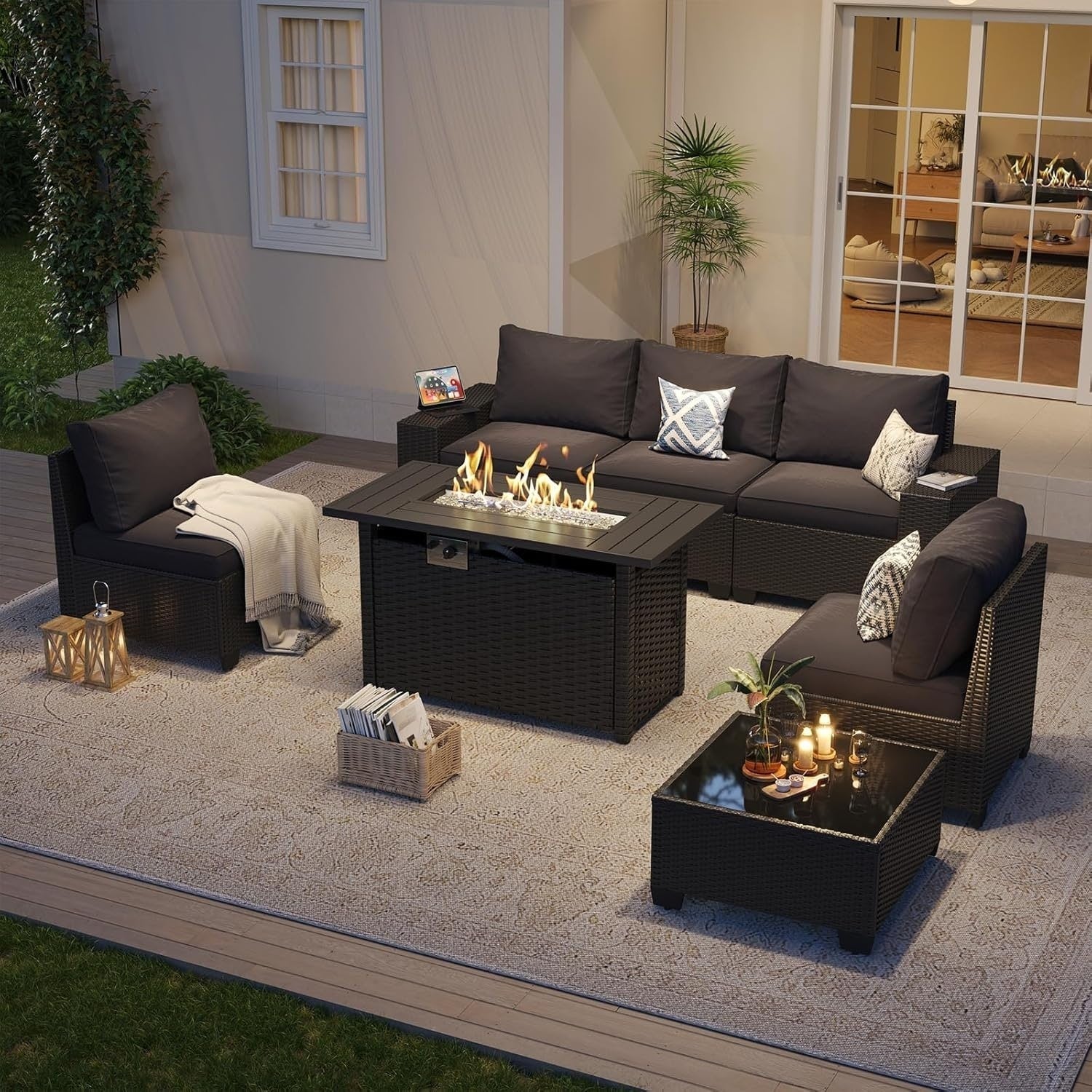 Outdoor Patio Furniture Sets with 4in Thicken Cushion – Image 36