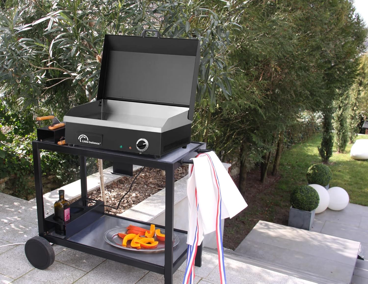LITTLE BALANCE 8668 Snack Plus Black Edition, Plancha électrique 6-8 personnes, Plaque de cuisson acier anti-adhésive 8mm, Couvercle, 2900 W, Noir – Image 6