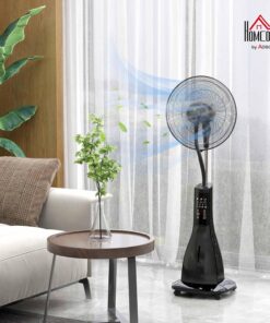 Alternative view of HOMCOM Ventilateur brumisateur sur roulettes ventilateur sur pied 90 W télécommande affichage LED télécommande minuterie 3 modes 3 vitesses oscillant, inclinable réservoir 3L - noir