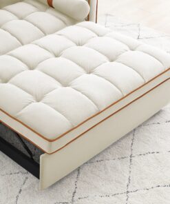Alternative view of Velvet Convertible 55 2-Seater Sleeper Sofa with Pull-Out Bed, Adjustable Recline, Side Pockets, and Phone Holder