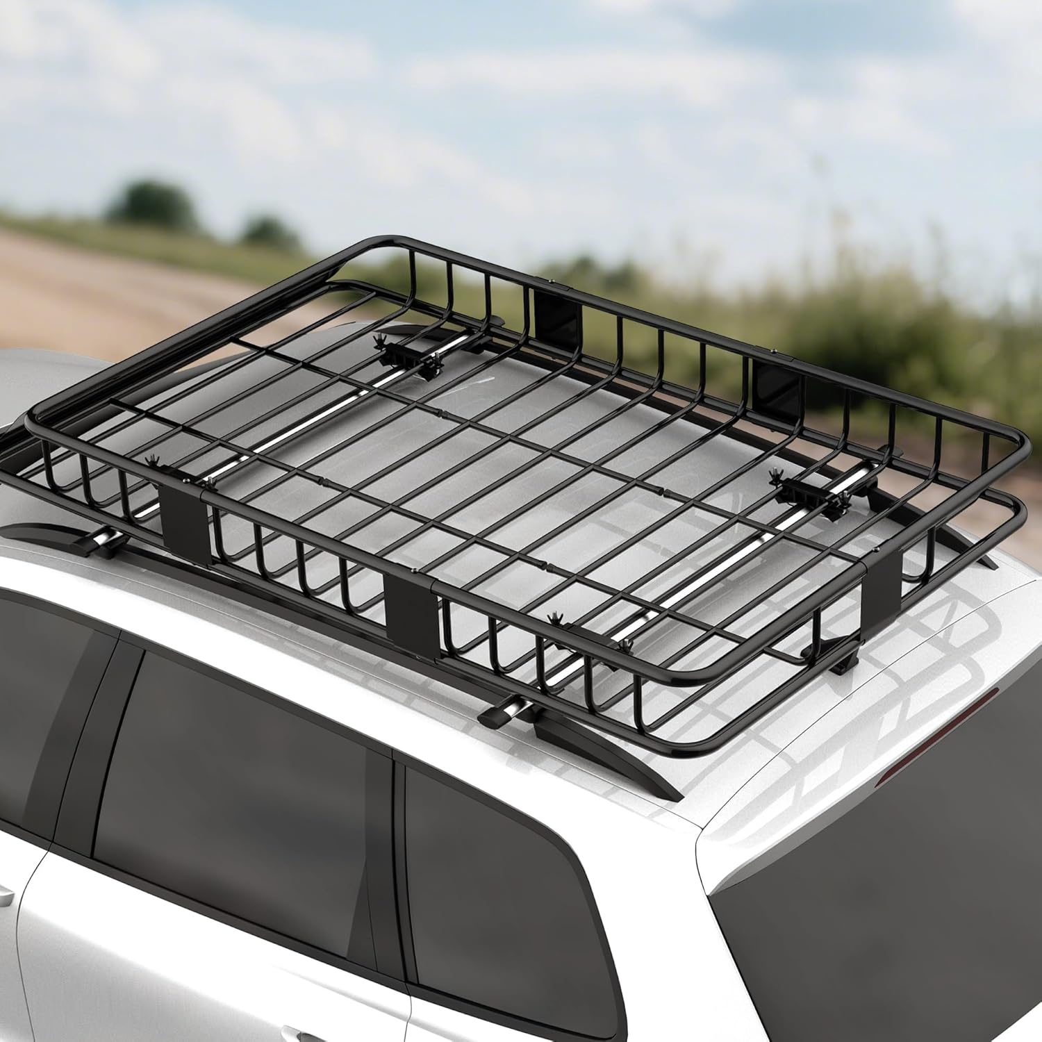 HOMCOM Porte-Bagage pour Voiture Galerie de Toit pour Voiture en métal réglable en Longueur de 109 à 162L cm Charge Max 100kg – Image 8