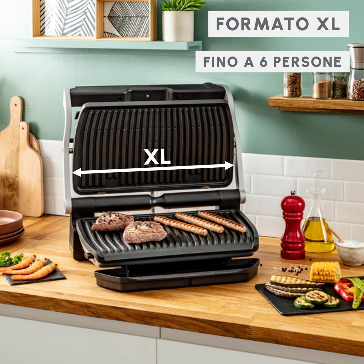 Moulinex Optigrill+ XL Grille électrique d'intérieur idéale pour cuisiner de la viande, du poisson et des légumes, indicateur de cuisson et 9 programmes automatiques, plaques antiadhésives, GI722D – Image 6