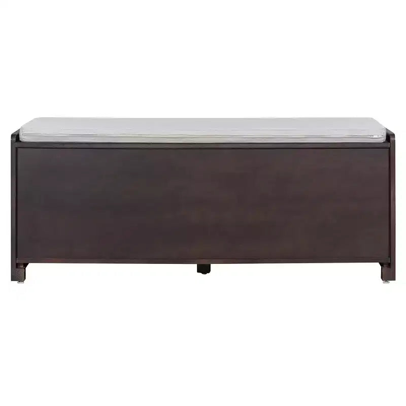 Whisen Rustic Wood Storage Bench, Entryway Shoe Bench with Removable Cushion, Adjustable Shelves – Image 41