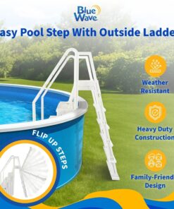 Alternative view of Blue Wave Easy Pool Step With Outside Ladder for Above Ground Pools - 32.5 in. W x 56 in. D x 81 in. H