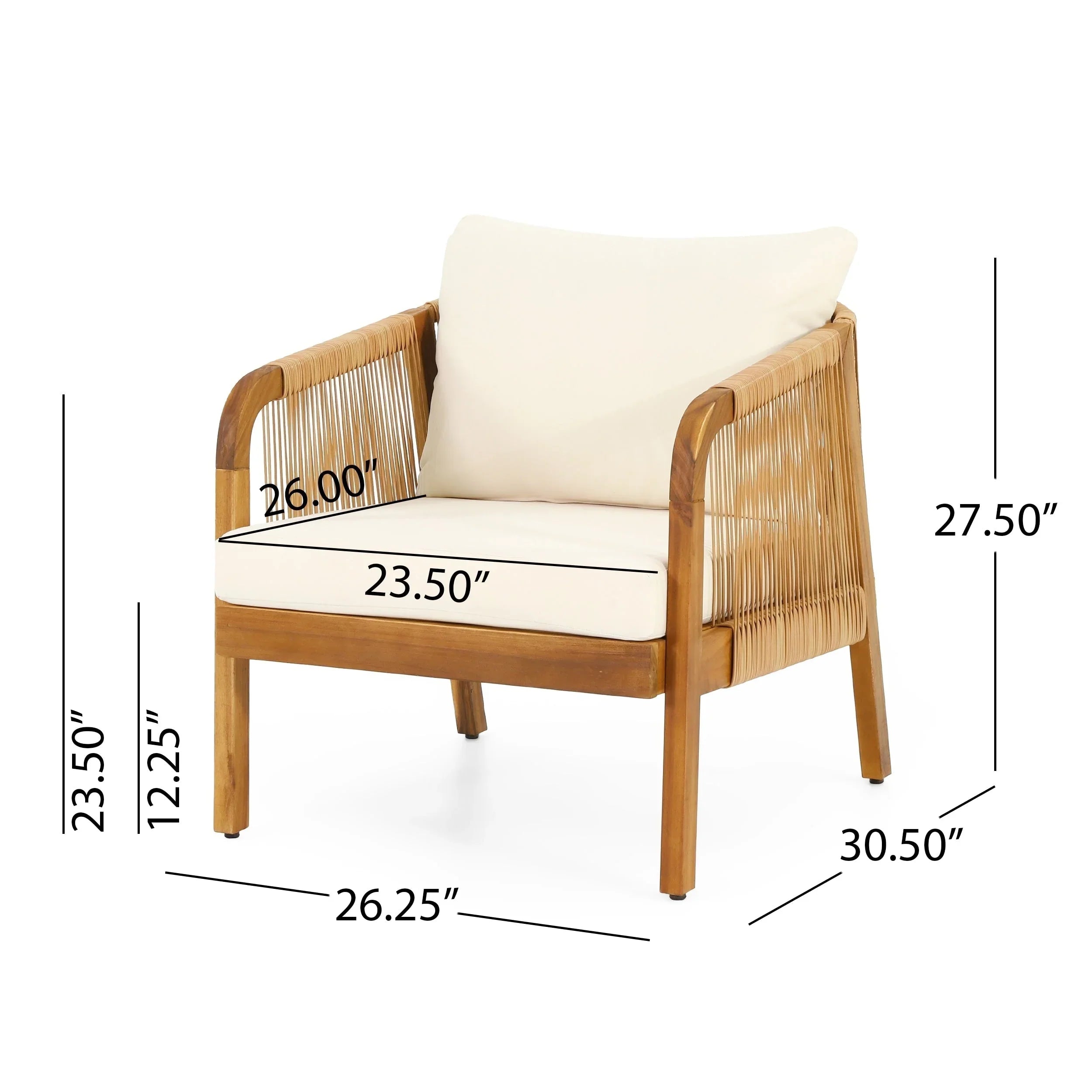 Jabe Outdoor Acacia Wood and Wicker Club Chair Set by Christopher Knight Home – Image 4