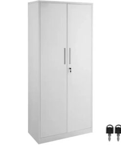 VEVOR Metal Storage Cabinet, Steel Locking Storage Cabinet with 2 Magnetic Doors and 4 Adjustable Shelves,71'' Metal Cabinet 200 lbs Capacity, White