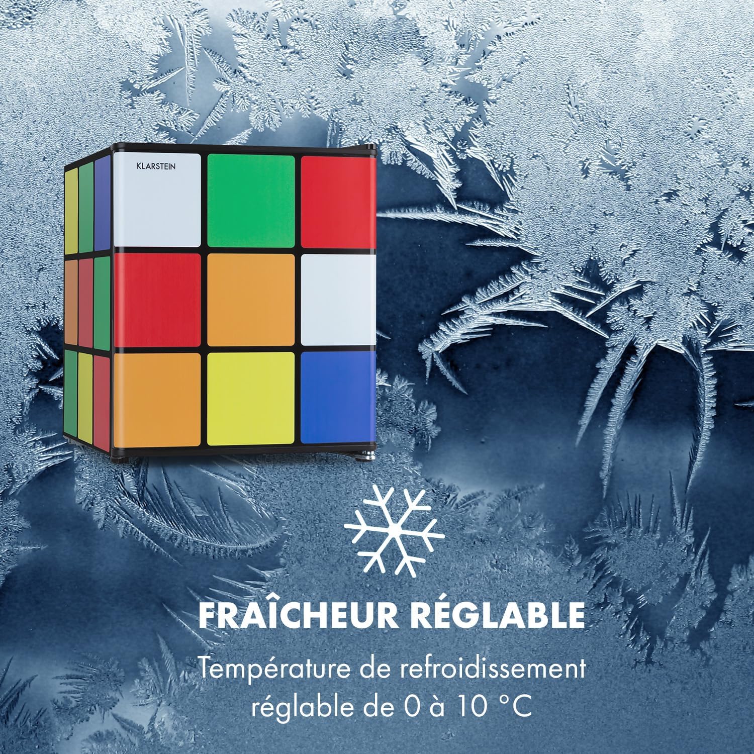 Klarstein Solve - Mini-réfrigérateur, minibar, système de refroidissement thermoélectrique, capacité de 48 litres, bouton de réglage mécanique, refroidissement : 0 à 10 °C, noir/coloré – Image 6