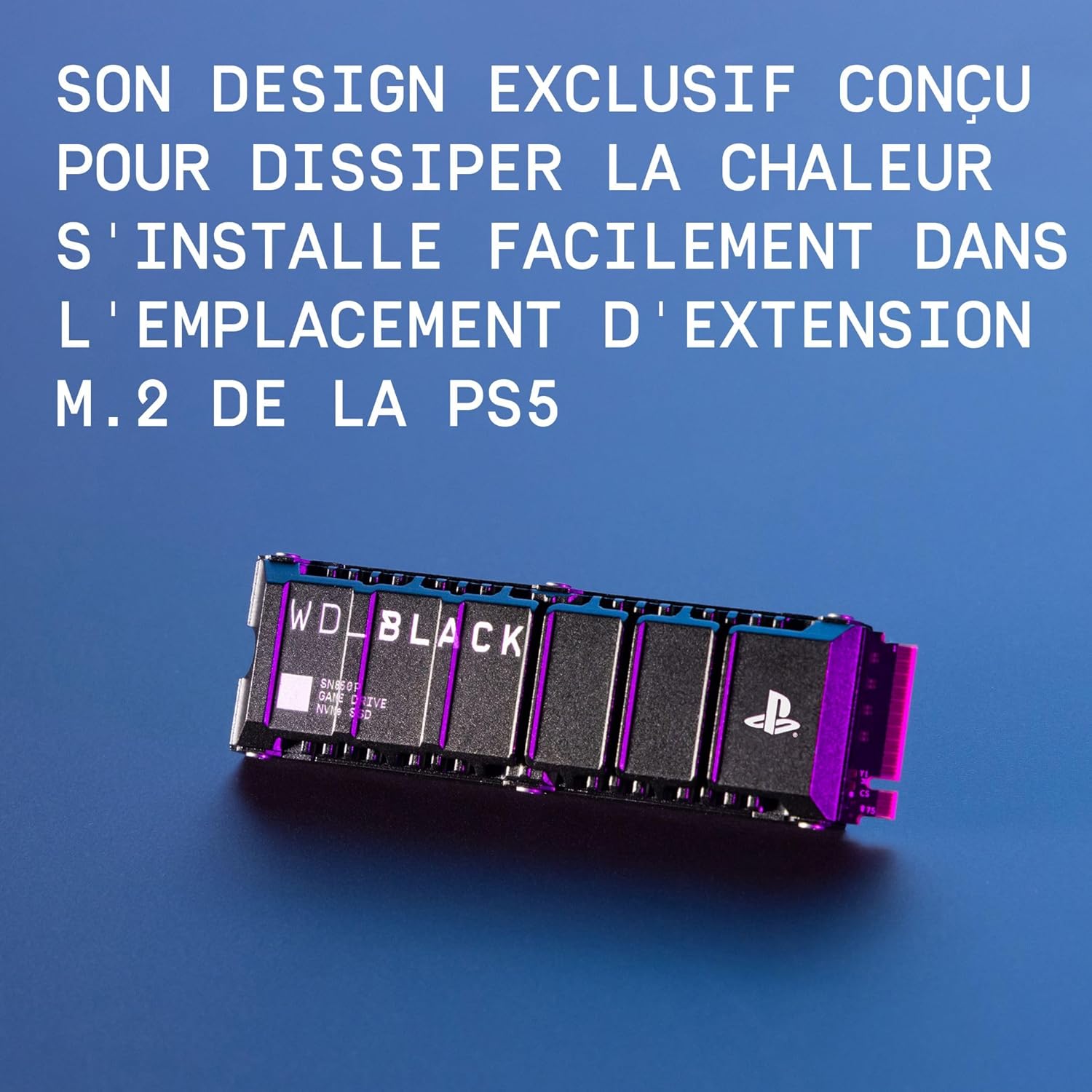 WD_BLACK SN850P 2 To PS5 SSD, Disque SSD interne, Lecture jusqu'à 7300 Mo/s, M.2 2280 PCIe NVMe, Carte d'extension PS5, Officielle pour et PS5 Consoles, avec dissipateur Thermique, Noir – Image 3