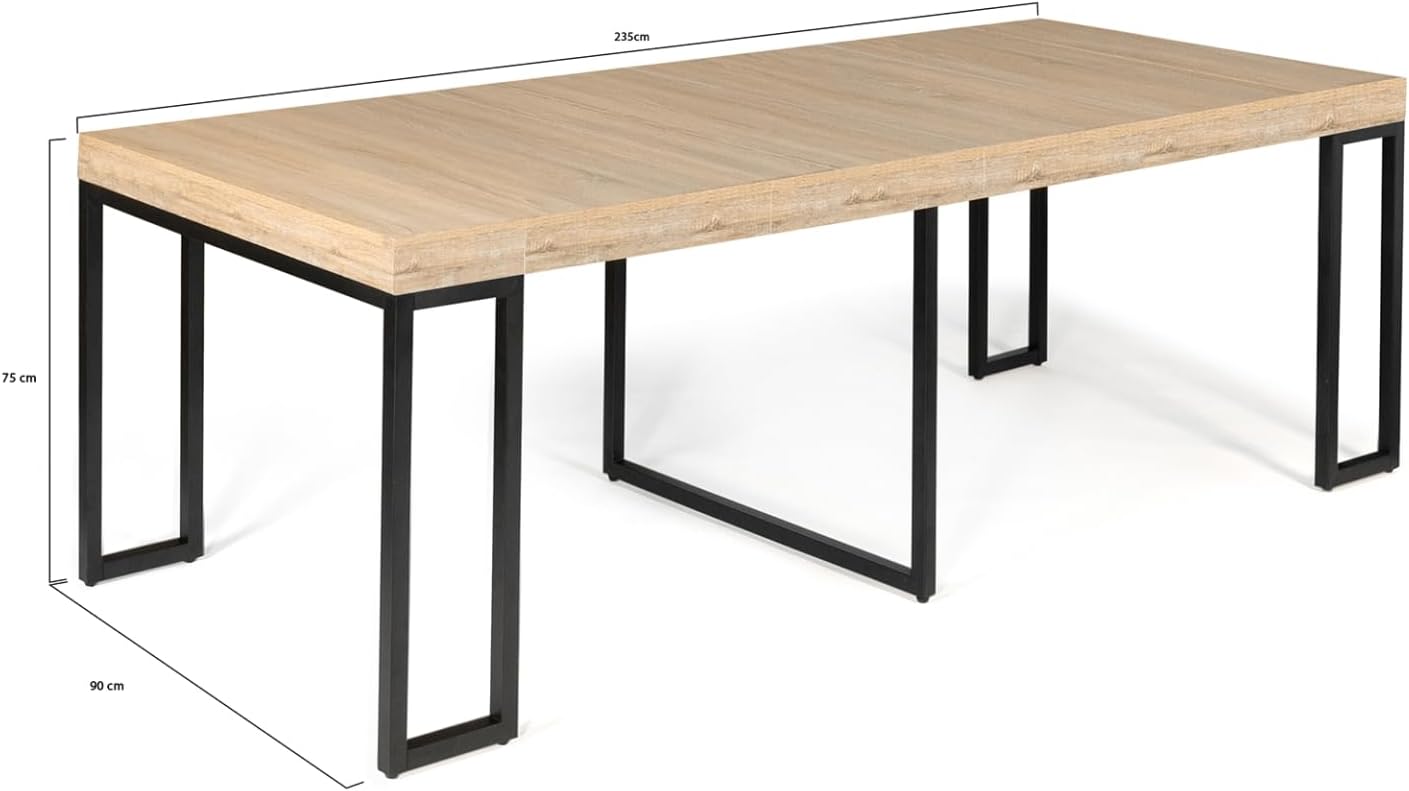 IDMarket - Table Console Extensible Toronto 10 Personnes 235 cm Design Industriel – Image 6