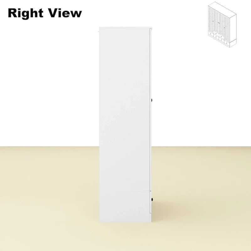 Wardrobe Armoire Closet 59W Large Freestanding Wardrobe Cabinet White – Image 42
