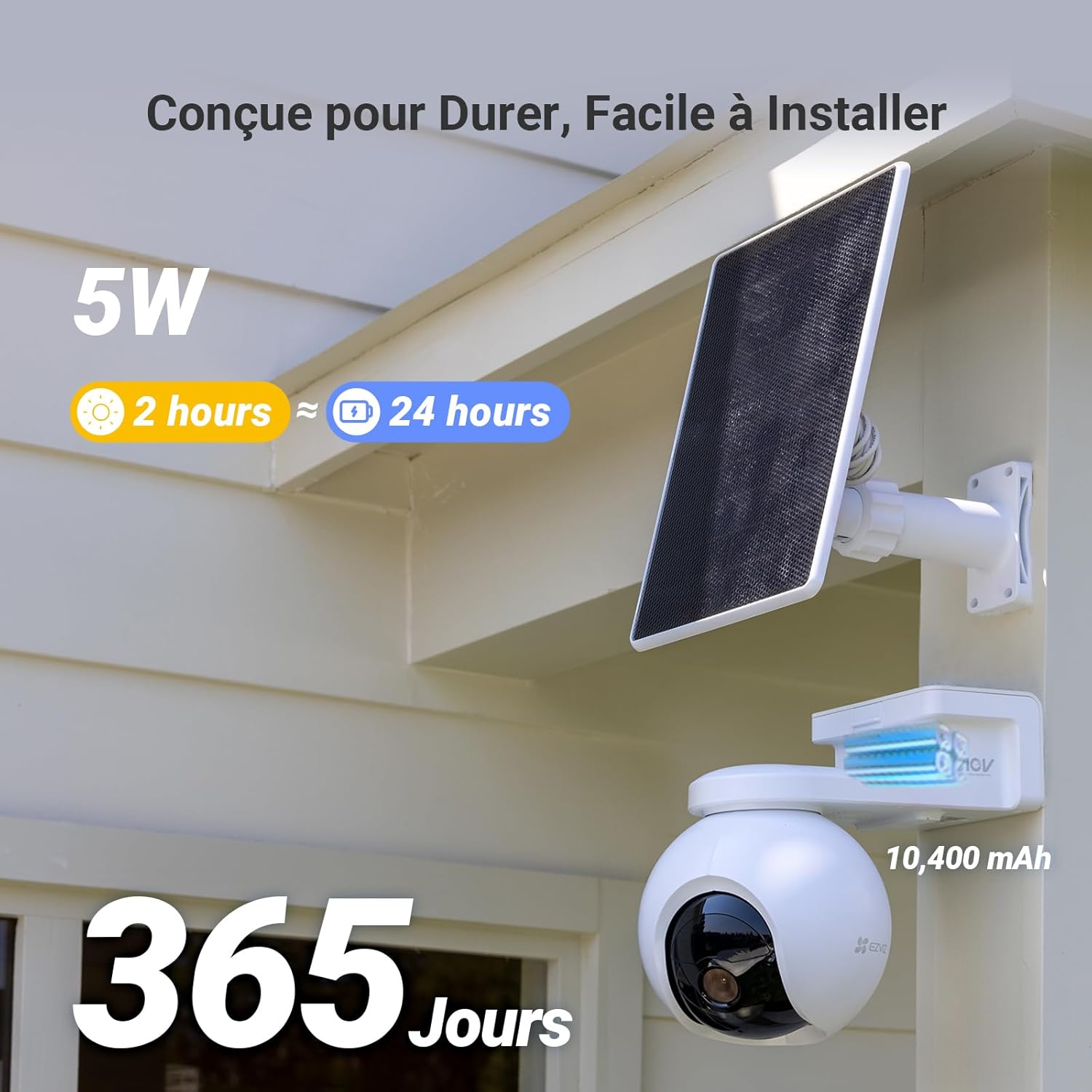 EZVIZ 4K(8MP) Caméra Surveillance WiFi Extérieure sans Fil + 5W Panneau Solaire, Détection de Personnes/Véhicules, Caméra Solaire Extérieure 360°, Mode AOV, Défense Active, CB8 Pro 4K Kit – Image 4