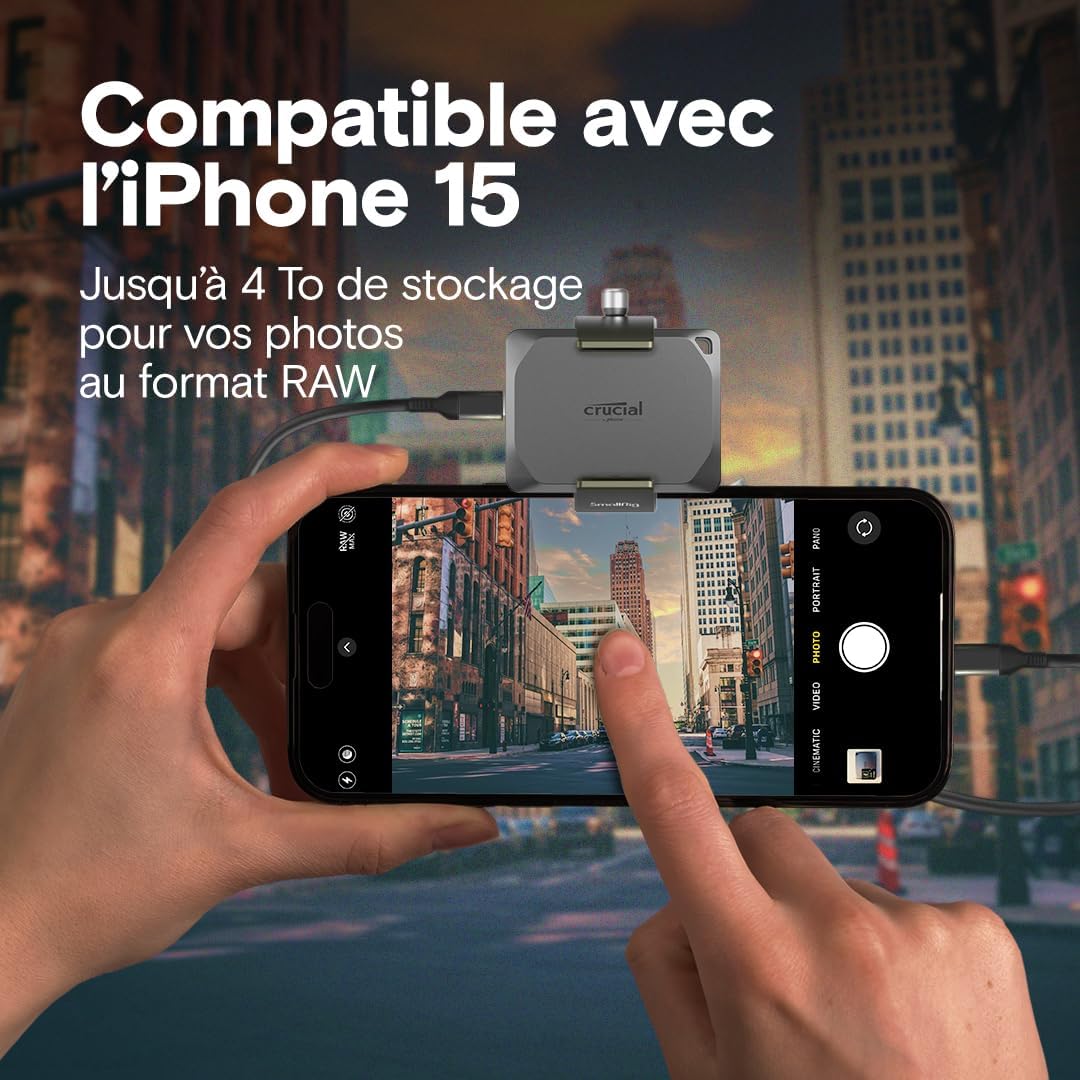 Crucial X9 Pro 2To Disque SSD Externe Portable, Jusqu’à 1050Mo/s en lecture et en écriture, Résistance à l’eau et à la poussière IP55, USB-C 3.2 - CT2000X9PROSSD902 – Image 3