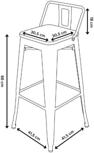 Kosmi Lot de 4 tabourets de Bar en métal Noir Mat Style Industriel avec Dossier et Assise en Bois Clair - Hauteur 66cm – Image 3