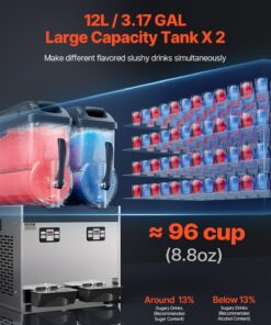 Alternative view of VEVOR Machine à Granité Commerciale 2x12 L Double Réservoir, Machine à Boissons Glacées en Inox de 96 Tasses, Distributeur de Boissons Frappées Granitas Margarita Smoothie, pour Restaurants Cafés Bars