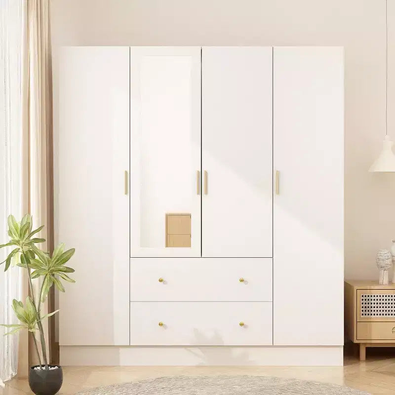 Hitow Armoire 2-Large Drawer Center Hanging Area with Mirror Minimalist Style – Image 3